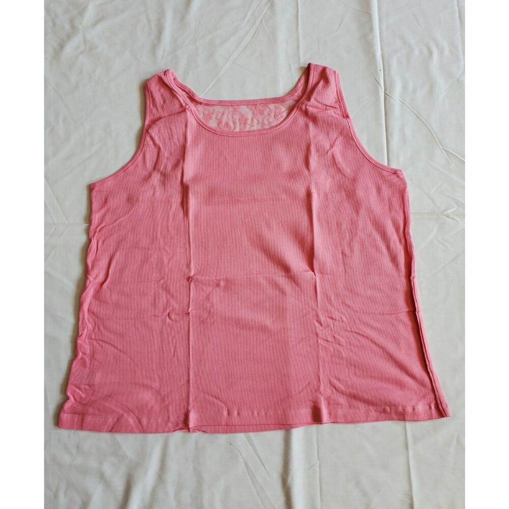 Dreams Co. Tank Top Womens Size 3 X Pink Sleeveless Lace Ribbed on the back New